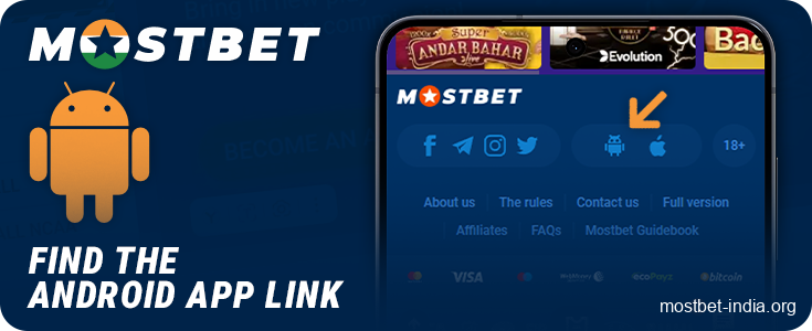 Find the download section for the Mostbet android app