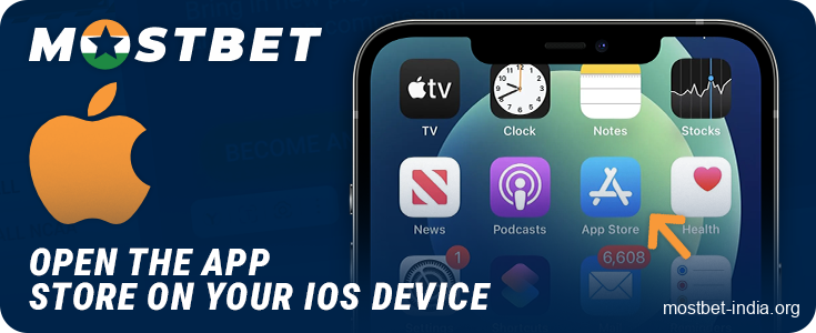 Launch the App Store on iPhone to download Mostbet Casino