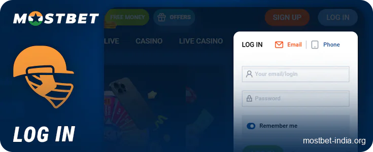 Log in to your Mostbet account to place bets