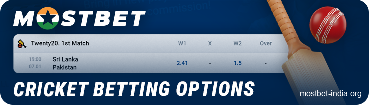 Cricket betting at Mostbet for real money