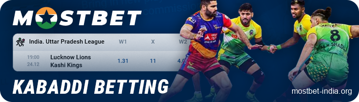 Kabaddi matches for betting at Mostbet India