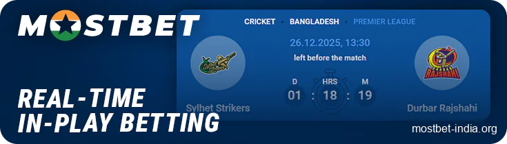 Live match odds at Mostbet - broadcasts and match statistics